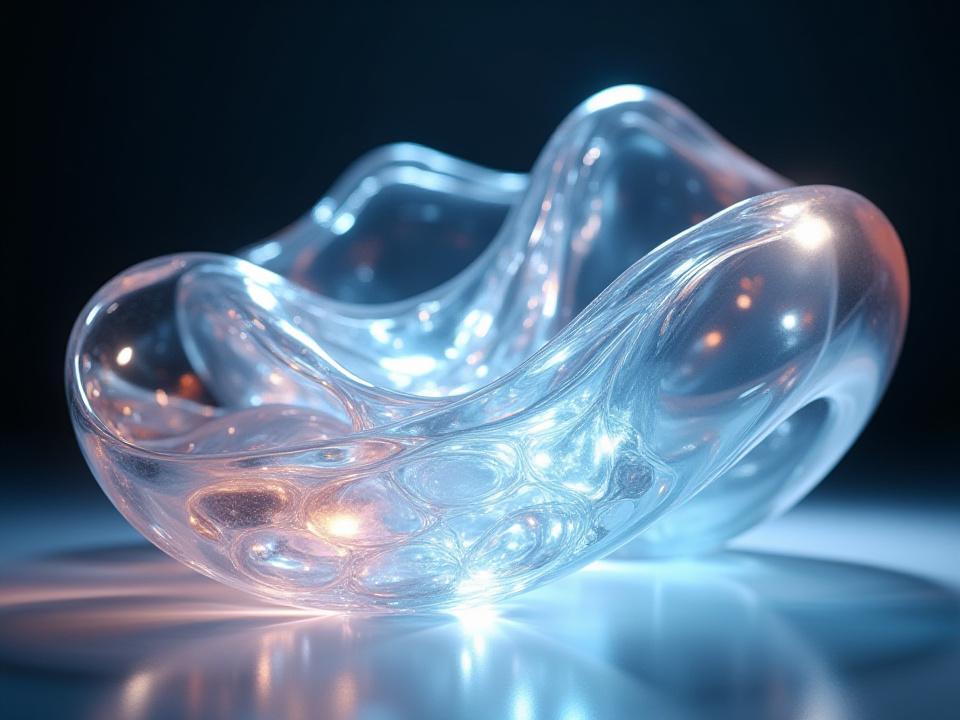 Abstract glass sculpture na may dynamic na ilaw