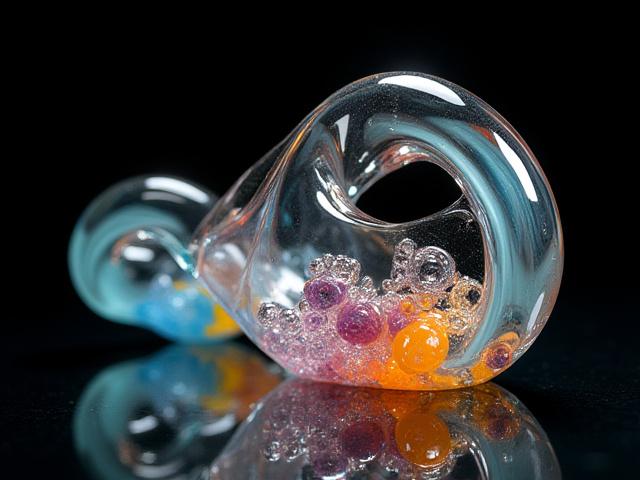 Close-up of artisan hand-blown glass sculpture